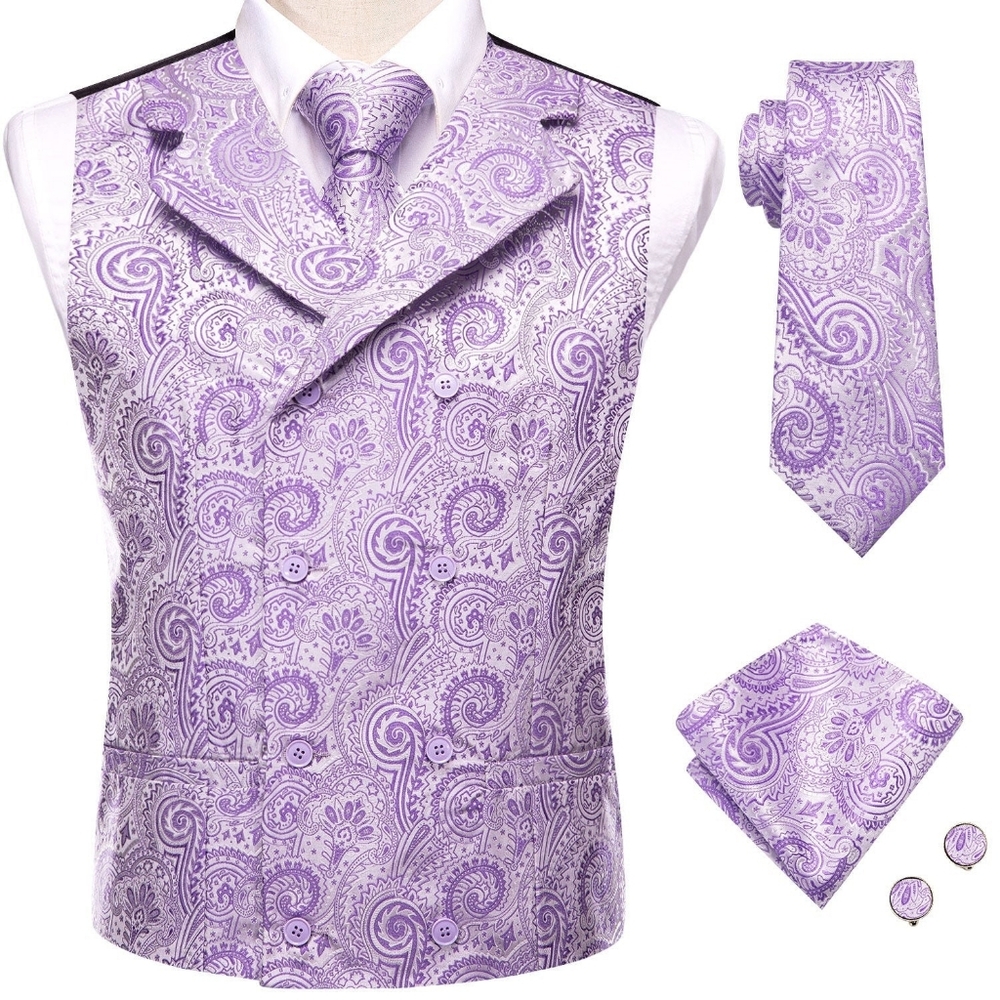 Lavender Paisley 4-Piece Double-Breast Set